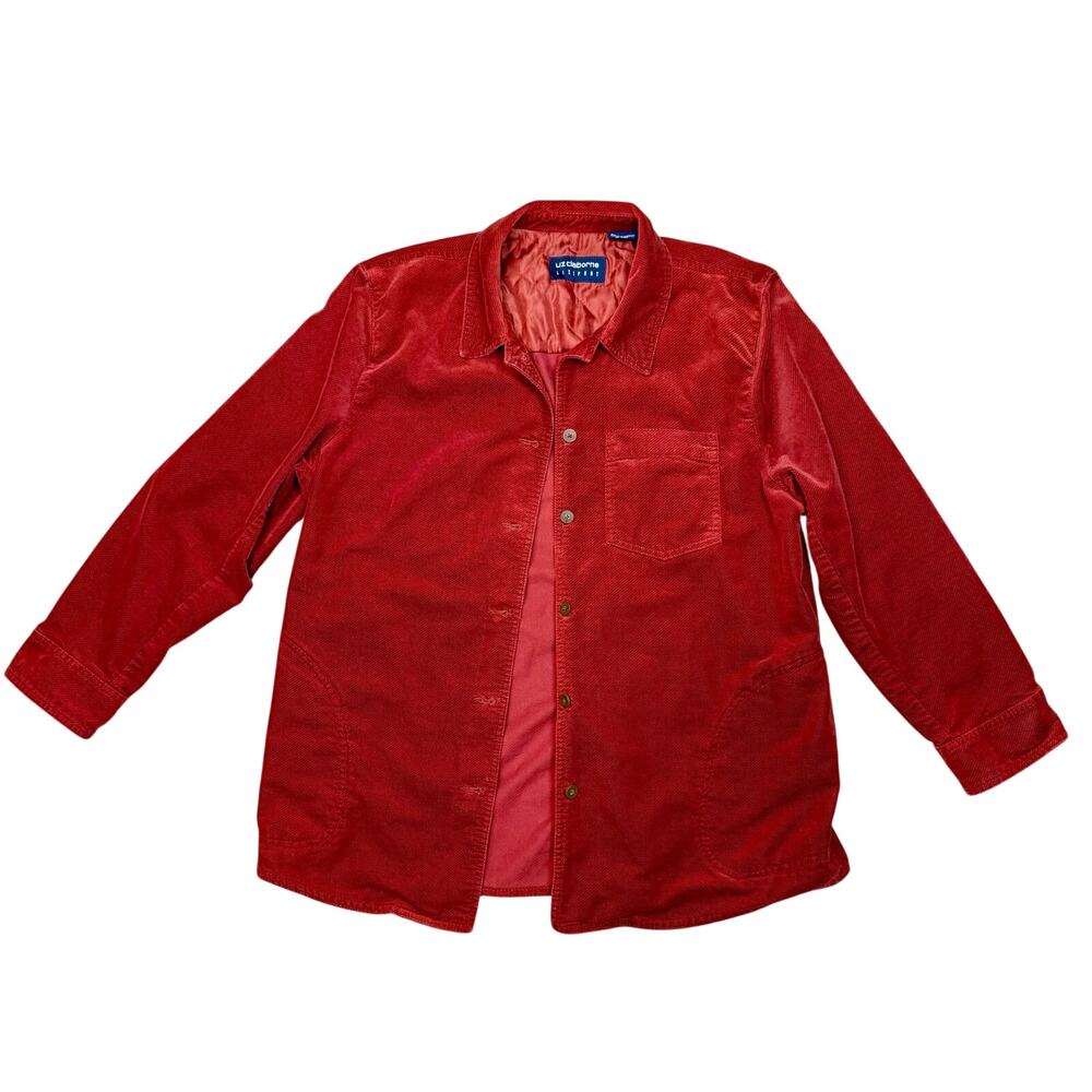 VTG Liz Claiborne Sport Red Corduroy Barn Jacket L